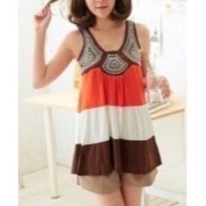 Vintage CHLOE Color Block Sleeveless Embroidered Top